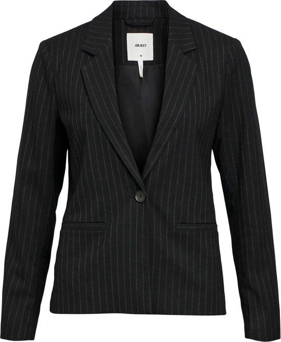 Object Lisa L/S Button Blazer Black/Grey 34 - Women's - Polyester - Fall/Winter 2024