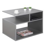 RICOO Salontafel met opbergruimte 69 x 50 x 50 cm woonkamer bijzettafel grijs – WM095-PL