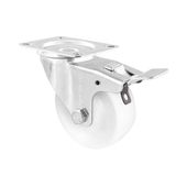 WAGNER 04758001 zwenkwiel, diameter 80 mm, hoogte 105 mm, verzinkt staal, wit, vergrendeling en aanschroefplaat 85 x 105 mm, draagkracht 50 kg
