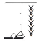 NK Professionele fotoachtergrond, 1,50 x 2 m, verstelbaar en herbruikbaar, 1 statief, 1 in elkaar grijpende dwarsstang, 6 x robuuste clips, 1 x draagbare draagtas