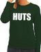 Bellatio Decorations HUTS tekst sweater groen dames - dames trui HUTS XL