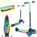 EVO Tricycle pliable, réglable pour enfants. Roller, modèle Rainbow Blast. Mini cruiser, bleu, avec plateforme lumineuse