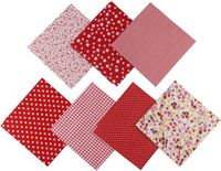 Merkloos Jukway Katoenen stof 7 stuks 50 x 50 cm vierkanten patchwork (rood)