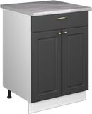 Vicco Onderkast voor spoelbak/kookplaat Fame-Line, Anthrazit-Gold Landhaus/Wit, 60 cm met lade, WB Marmer