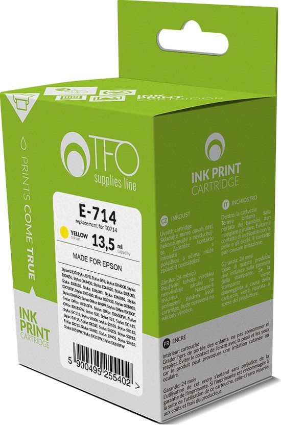 TELFORCEONE Epson E-714 - Geel - Geschikt voor Epson Stylus D120, D78, D92, DX4000, DX4050, DX4400, DX4450, DX5000