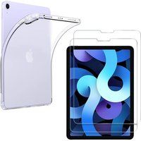 Phonillico® Case + 2 geharde glazen voor iPad AIR 5 / iPad AIR 4 - Schokbestendige bescherming Transparant