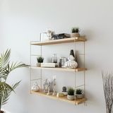 Hanah Home Stijlvolle wandplank, goud & oak, 60 x 60 x 18 cm