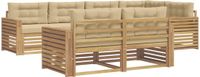 vidaXL - Buiten - bank - set - 7 - st - Wit - en - Beige - Polyester
