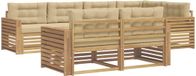 vidaXL - Buiten - bank - set - 7 - st - Wit - en - Beige - Polyester