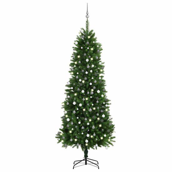 vidaXL Kunstkerstboom met verlichting en kerstballen 240 cm groen