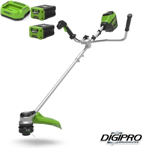 GREENWORKS 60V Trimmer / Bosmaaier met 2 x 2Ah Accu
