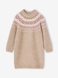 VERTBAUDET Jacquard jurk met lange mouwen kameel
