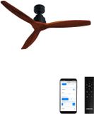 Create WIND STYLANCE M Plafondventilator, ABS, zwart, roodhoutlook, met wifi en afstandsbediening, 40 W, stil, Ø 132 cm, 6 snelheden, timer, zomer-winter, dubbele hoogte, DC-motor