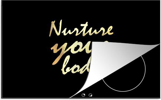 KitchenYeah® Inductie beschermer 77x51 cm - Quotes - Gezond - Goud - Inductiebeschermer