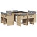 vidaXL Ensemble de jardin 9 pièces avec coussins, polyrotin, beige mélangé