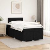 vidaXL Boxspringbed met matras, zwart, 120 x 190 cm, gestoffeerd
