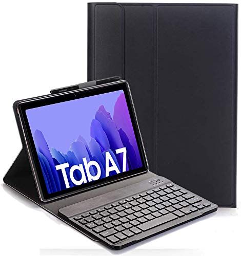 RLTech Toetsenbordhoes voor Samsung Galaxy Tab A7 10.4 2020 - (QWERTY-Indeling) Ultradunne Flip met Verwijderbare Draadloze Toetsenbordstandaard Case voor Samsung Galaxy Tab A7 T505/T507 10.4 2020, Zwart