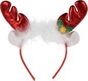 Home & Styling Kerst diadeem/haarband - rendier gewei met oren - rood - polyester
