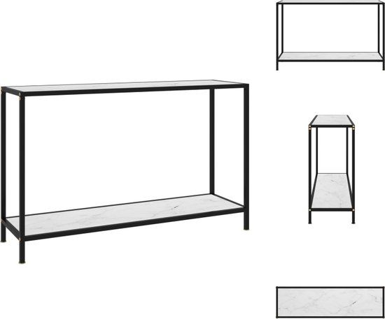 vidaXL Wandtafel - 120x35x75 cm - Gehard glas en gepoedercoat staal - Wit