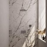 Brauer Chrome Edition Thermostatische Regendoucheset Inbouw - Hoofddouche 30 cm - Gebogen Wandarm - Met Drukknoppen - Handdouche 3 Standen - Doucheslang - Wandaansluitbocht - Chroom