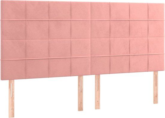 vidaXL Hoofdbord Roze Fluweel 200x5x118/128 cm
