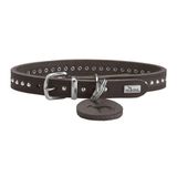 HUNTER Aalborg Style hondenhalsband | Volledig rundleer, robuust, comfortabel, stijlvolle klinknagelbekleding, Made in Germany, kleur: donkerbruin, maat: 32