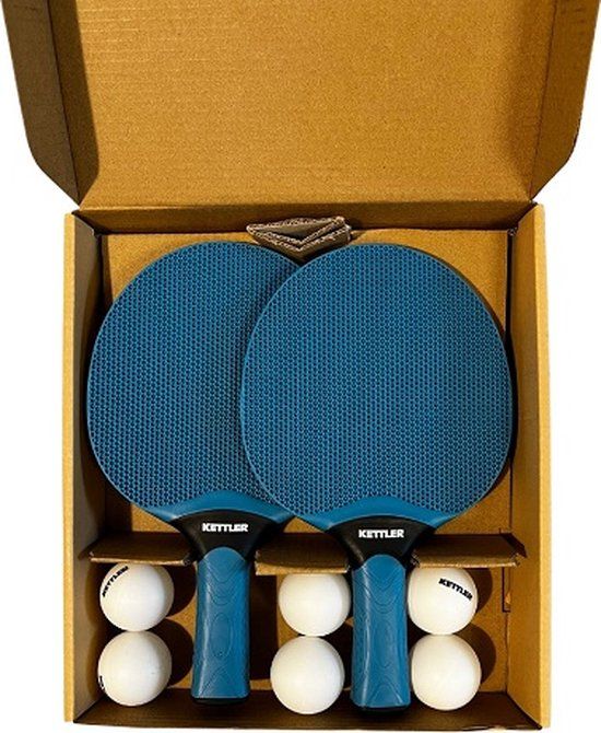 KETTLER Match - Tafeltennisbatjes - set van 2 batjes & 6 ballen - Pingpong batjesset - outdoor