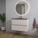 Saniclass Chaci Badkamermeubelset - 80x46x55cm - keramische wastafel zwart - 1 wasbak - 1 kraangat - 2 lades - ronde spiegel met verlichting - mat cotton (beige)