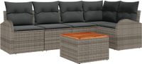 vidaXL Tuinbank Set 6-delig Grijs Polyrattan
