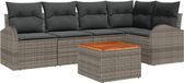 vidaXL Tuinbank Set 6-delig Grijs Polyrattan