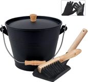 Sans marque Ensemble de seaux ronds robustes pour cendres et charbon avec couvercle et accessoires pour cheminée et poêle