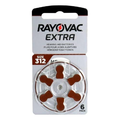 6x RAYOVAC Extra Advanced 312 Hearing Aid Batteries