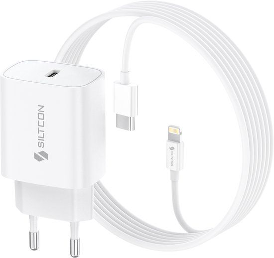 Siltcon® 35W Super Snellader - Oplader - Wit - Incl. 2 Meter Lightning Kabel