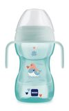 MAM Fun to Drink Cup Night Kinderbeker, 270 ml, waterfles 6+ maanden met lichtgevende handgrepen, babyfles met extra zachte drinksnavel en vrij stroomventiel, lichtblauw