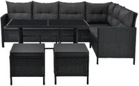 Juskys Loungeset Manacor - Polyrotan - Zwart/Grijs