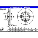 ATE Lot De 2 Disques De Frein 24.0122-0305.1 Citroën 16 163 945 80