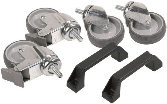 Raaco Set van 4 zwenkwielen + handgreep H&C-BRAK