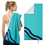 AQUASTIC Wavey Towel is een lichte, ruimtebesparende en snel te gebruiken handdoek – perfect voor strand, fitnessstudio, zwembad, camping of reizen (oorlogsmarine)
