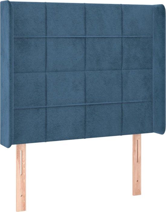 vidaXL Hoofdbord met randen 83x16x118/128 cm fluweel donkerblauw