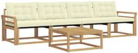 vidaXL Acacia Hout Bank Loungeset 5-delig Wit en Crèmekleurig