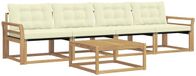 vidaXL Acacia Hout Bank Loungeset 5-delig Wit en Crèmekleurig