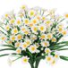 TEMCHY Kunstmatige madeliefjes bloemen buiten UV-bestendig 4 bundels nep gebladerte groen faux planten struiken plastic struiken voor raambak opknoping plantenbak boerderij binnen buiten decor (wit)