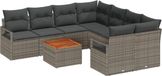vidaXL Tuinbank - Set - 9 - st - Grijs - poly - rattan