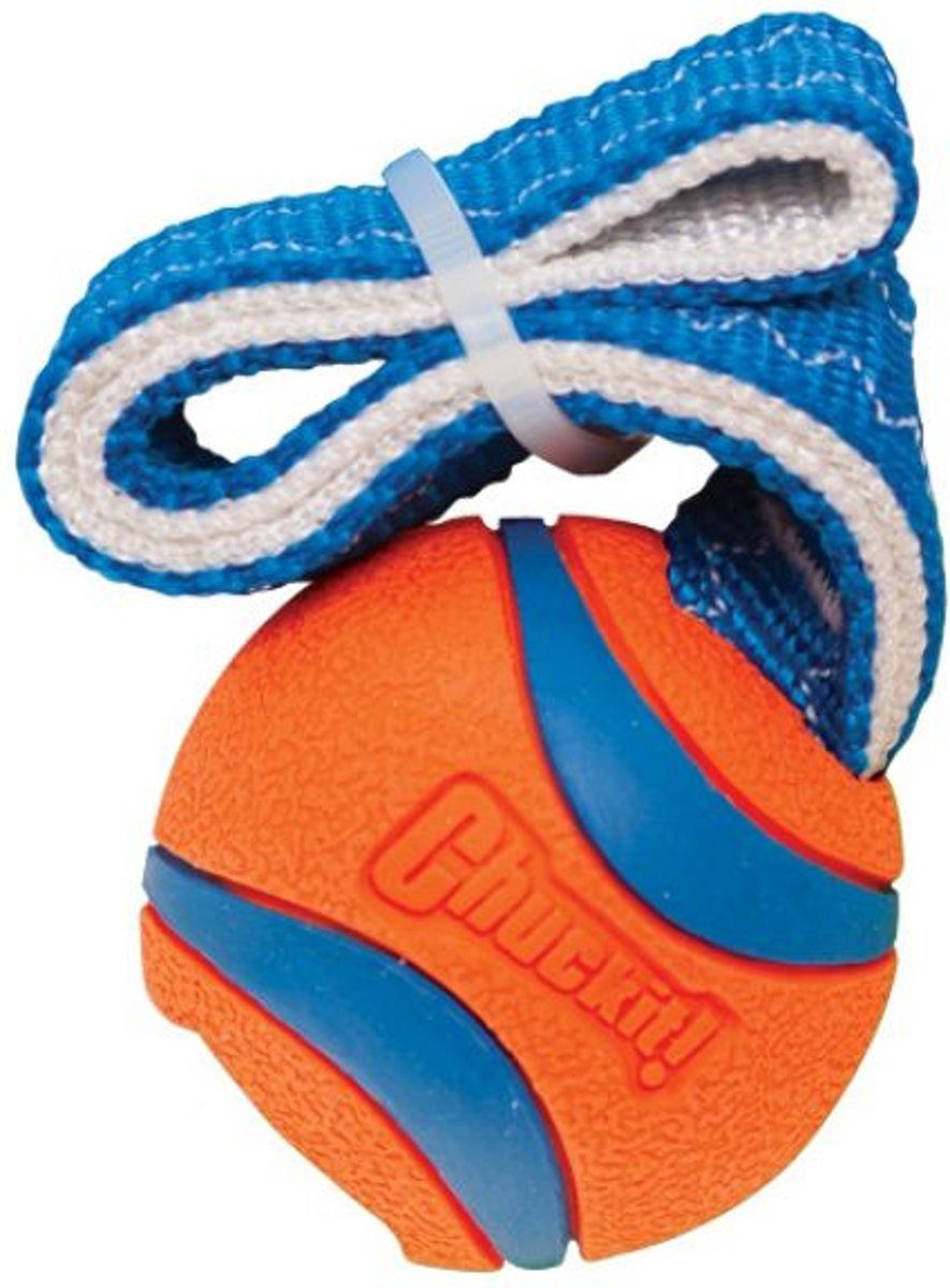 Chuckit Ultra Tug - Honden apporteerspeelgoed - Honden bal Small ø5cm - Oranje/Blauw