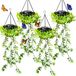 Lampes solaires, set de 4, plantes artificielles suspendues, 66 LED, IP65