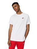 NIKE Heren M NSW Club TEE T-shirt, wit/zwart/universiteitsrood, X-Small, Wit/Zwart/Universiteit Rood, XS