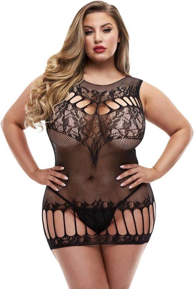 Lapdance - Racerback Mini Jurk Zwart Plus - 0848416003471