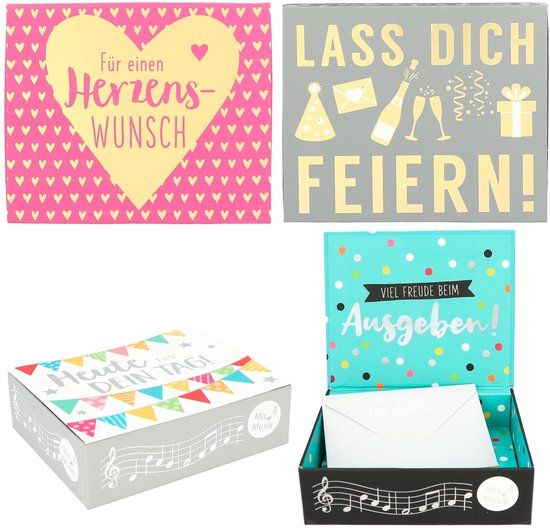 Depesche Wensvuller Soundbox om geld en waardebonnen cadeau te geven, met melodie en geldbrief, ca. 11,2 x 9,5 x 3,5 cm
