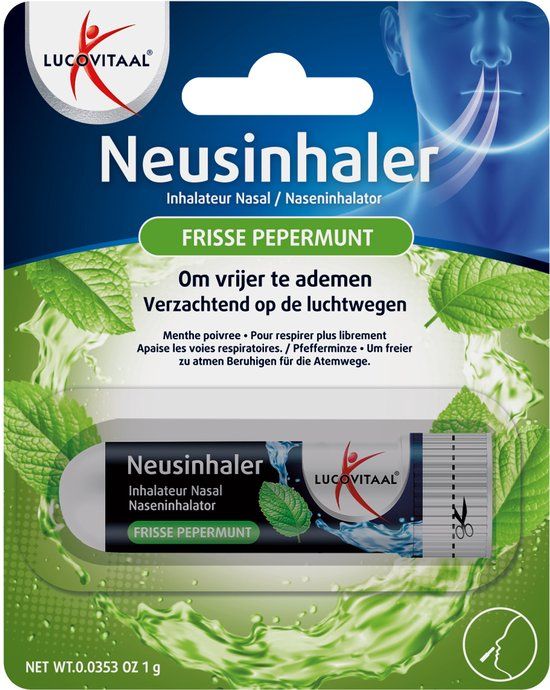 Lucovitaal Neusinhaler frisse pepermunt 1 Stuks