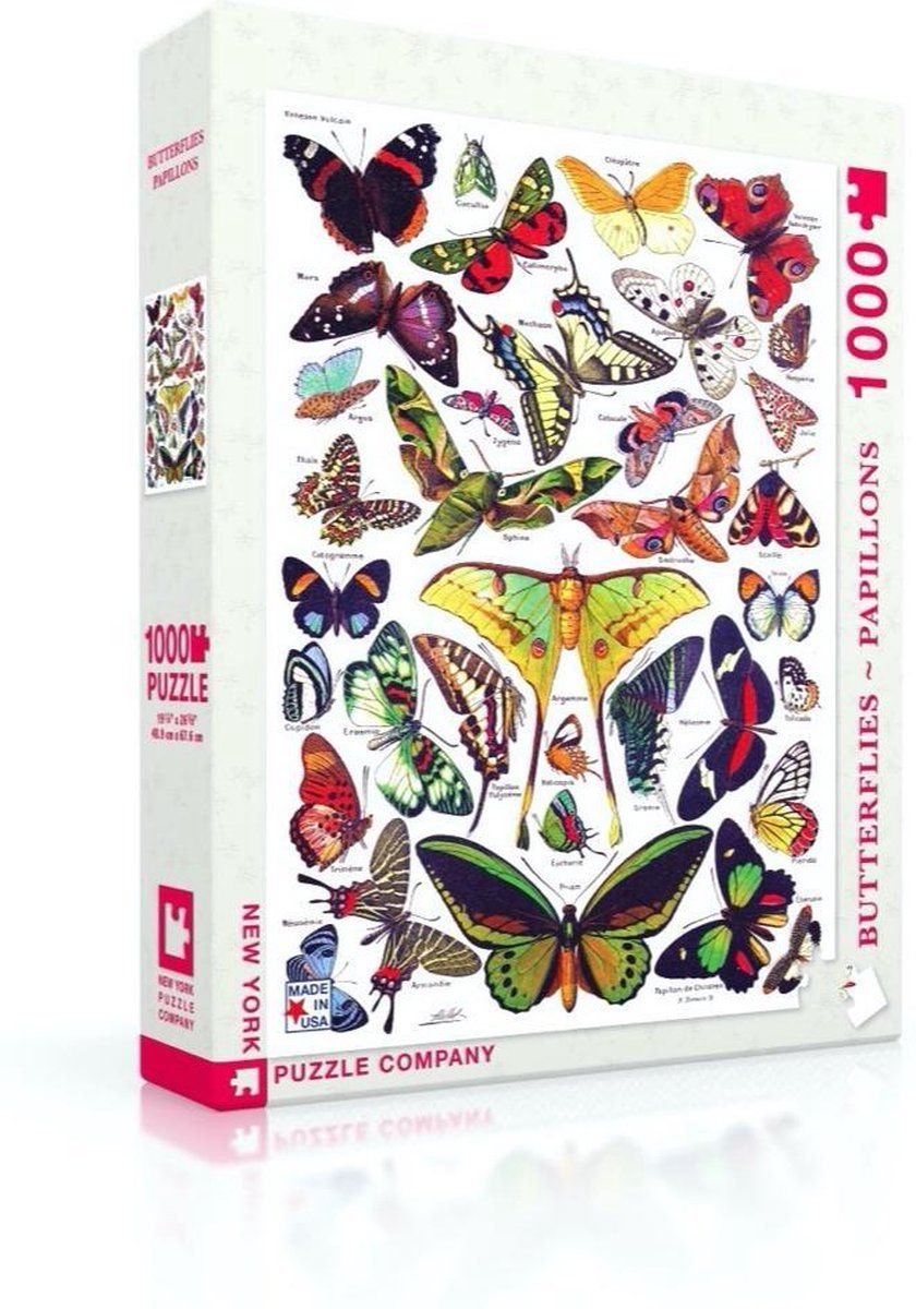 The New York Puzzle Company Butterflies ~ Papillons - NYPC Vintage Images Collectie Puzzel 1000 Stukjes